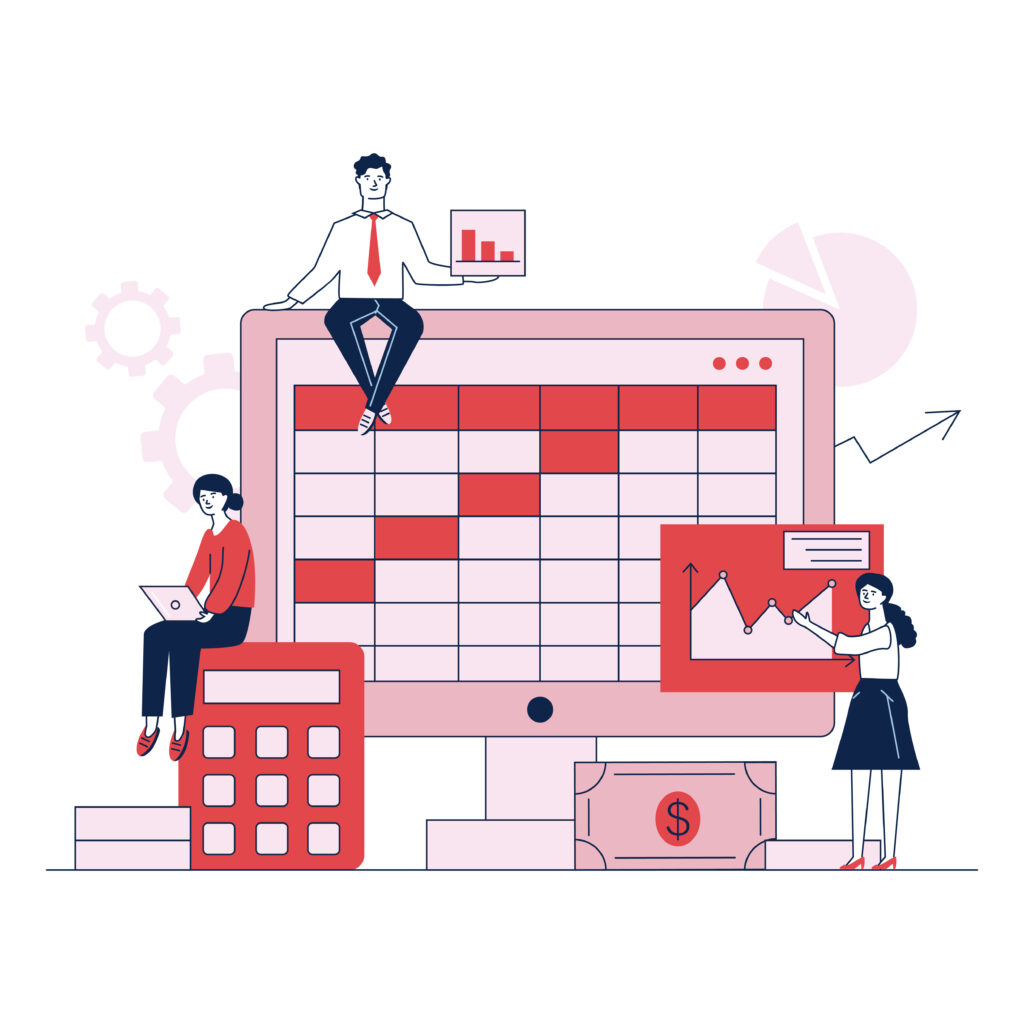 Preparation for bookkeeping report flat vector illustration